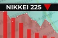 Moscow, Russia Ã¢â¬â September 12, 2021: Japan financial market index Nikkei 225 ticker N225 on red finance background from